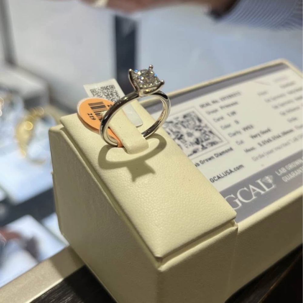 Princess Cut Solitaire, 14K White Gold, Lab Grown Diamond Ring